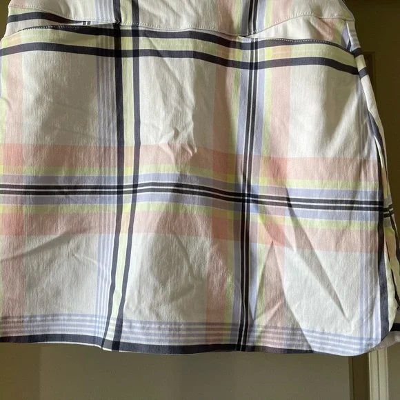 NWT Lady Hagen White Plaid A-Line Skort with Pastel Pink, Blue & Yellow Stripes - Picture 6 of 6
